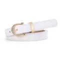 Ceinture fine blanche pour femme avec boucle dorée en fer à cheval, style chic et élégant. - 105cm / Blanc