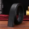 Cinturino in pelle automatico da uomo, classico motivo litchi, uso quotidiano durevole. - 105-125cm / Nastro per bordi nero
