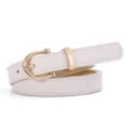 Ceinture fine blanche pour femme avec boucle fer à cheval dorée accessoire minimaliste - 105cm / Blanc Cassé