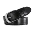 Men's black leather belt with metal pin buckle casual business jeans belt stylish accessory - 115cm / Black