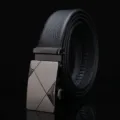 Herren echtes Leder Automatik Schnalle Business Gürtel stilvolle lässige schwarze Taille Band - A818 / Schwarz