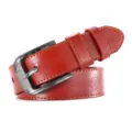 Cintura da uomo in pelle PU rossa con fibbia ad ardiglione stile casual per uso quotidiano - Rosso