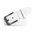 Cintura uomo bianca con fibbia ad ardiglione in pelle PU stile moda casual di lusso. - Bianco