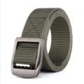 Green nylon tactical belt, durable canvas waistband for outdoor sports and casual wear. - Army Green