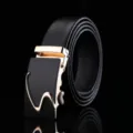 Men's black leather belt with automatic buckle, classic business style waist strap. - A805 / Black