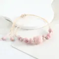 Pink ceramic cat bead braided bracelet for women, cute handmade jewelry variant. - Cat Design (Pink)