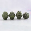 Retro Jingdezhen ceramic beads conch shaped DIY jewelry accessories necklace findings - High Temperature Green Glaze