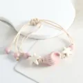 Ocean style ceramic seashell starfish bracelet, cute pink handmade beaded jewelry for women. - Small Conch Shells (Pink)