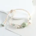Handgefertigte Keramik Muschel Seestern geflochtene Seil Armband Damen Ozean Stil Schmuck - Kleine Meeresschnecken (Bohnengrün)