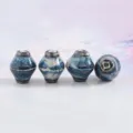 Jingdezhen ceramic conch beads, blue vintage glazed loose beads, 17.9x22.2mm DIY jewelry - Tiger Skin Pattern (Random Kiln Transmutation Colors)