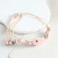 Rosa Keramik Fisch gewebtes Armband, süßer mariner Stil handgemachtes verstellbares Band. - Punktierter Fisch (Rosa)