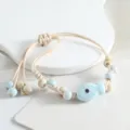 Jingdezhen Keramik Fisch Armband Ozean Serie handgemachte geflochtene Seil Schmuck fuer Damen - Polka-Dot-Fisch (Blau)