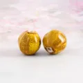 Retro yellow spotted ceramic loose beads, 16.5mm DIY porcelain bracelet jewelry parts. - 16mm Watermelon-Style Glazed Ceramic Beads - Yellow