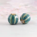 Vintage watermelon ceramic beads blue green glazed DIY bracelet jewelry accessories - 16mm Watermelon-Style Glazed Ceramic Beads - Blue