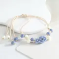 Ozean-Serie Keramik Armband mit niedlichem blauen Fisch Anhänger und Perlen verstellbare Kordel. - Polka-Dot-Fisch (Seeblau)