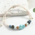 Ceramic bead braided bracelet, literary style handmade adjustable cord jewelry for women. - Clear Water Heart Strawberry Beads