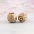 Perline di ceramica con motivo anguria retro, accessori gioielli fai da te, 16.5mm. - Caffè e bianco smalto fiore di anguria 16 mm