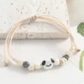 Ceramic Beaded Bracelet Cute Puppy Design Beige Woven Rope Forest Style Jewelry Variant - Cute Straw Hat Dog Beads