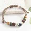 Fresh ceramic beaded bracelet for women literary style cute animal charm wooden jewelry - Square Wooden Bead Big Nose Dog