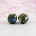 Perle di ceramica retro sciolte con smalto fai da te braccialetto gioielli accessori parti ricambio - Verde anguria con interno rosso 16 mm