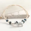 Ceramic dog bracelet with blue beads, cute handmade woven cord bracelet for women and girls. - Cute Spotted Dog Style
