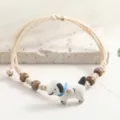 Ceramic dog bead bracelet cute woven rope charm bracelet aesthetic jewelry for women - Cute Blue Striped Dog Style