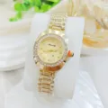 Gold rhinestone quartz women watch luxury elegant ladies wrist watch with shiny diamonds - Gold