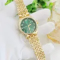 Damen Gold Quarz Uhr mit elegantem grünem Zifferblatt und Metallarmband, schickes Accessoire. - Gold Grün