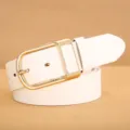 Witte casual PU lederen riem voor heren met gouden doorngesp, stijlvol modeaccessoire. - 115cm / Wit