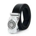 Luxe modieuze zwarte lederen riem met automatische strass gesp voor dames en heren - Stijl 5