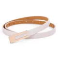Ceinture fine femme en cuir loisir avec boucle métal lisse dorée accessoire mode - Blanc Cassé