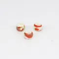 Handmade Jingdezhen ceramic beads for DIY jewelry making, colorful round beads, 8mm. - White Splashed with Red and Green