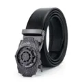 Heren zwarte lederen riem met creatieve roterende metalen automatische gesp mode stijl. - Stijl 11