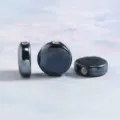 Plated ceramic flat loose beads, 16.5mm dark metallic finish DIY bracelet spacer charm. - Glossy Flat Drum Beads in Black