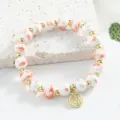 Jingdezhen perles ceramique bracelet de luxe de niche style chinois frais femmes bijoux - 8mm / Blanc moucheté d'orange