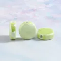 Light green flat ceramic beads loose beads for DIY handmade bracelet jewelry making accessories. - Glossy Flat Drum in Yellow-Green