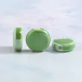 Green ceramic flat disc beads for DIY handmade bracelets, 16.5mm round glazed ceramic spacer beads. - Glossy Flat Drum in Fruit Green