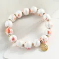 Bracelet de perles en céramique de Jingdezhen tache colorée style chinois variante - 10mm / Blanc Orange