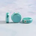 Cyan ceramic flat donut loose beads for DIY handmade bracelets jewelry making accessories - Glossy Flat Drum in Clear Water Blue