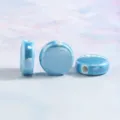 Plated irregular flat ceramic loose beads for DIY handmade bracelets and jewelry accessories - Glossy Flat Drum in Sky Blue