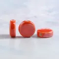 Orange ceramic flat beads 16.5mm loose bead handmade DIY bracelet jewelry making accessories - Glossy Flat Drum in Orange