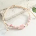 Pink ceramic fish bead bracelet, minimalist woven adjustable string for women and girls. - Simple Cute Fish (Pink)