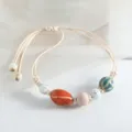 Handcrafted Jingdezhen ceramic bead bracelet literary style adjustable cord jewelry - Four-Twist Blue Small Melon