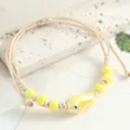 Handcrafted ceramic fish yellow bead woven bracelet ethnic style simple rope jewelry - Simple Cute Fish (Yellow)