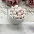Ceramic DIY loose beads detail view, pink splash glaze round porcelain beads for handmade jewelry. - 6mm / Pink Floral