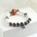 Chinese style beaded bracelet featuring ceramic beads, ethnic design stretch charm jewelry. - Fu Ge