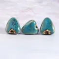 Retro ceramic loose beads irregular glazed zongzi shaped DIY jewelry making bracelets 3pcs - Small Zongzi Shape Flow Glaze Blue