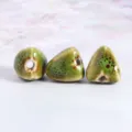 Retro ceramic beads triangle glazed loose beads for DIY bracelet jewelry making accessories - Small Zongzi Shape Flow Glaze Green