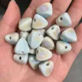 Ceramic loose beads handmade DIY bracelet jewelry making craft accessories wholesale - Rice Dumpling Shape Light Blue & Beige