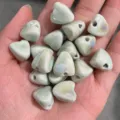 Vintage ceramic beads loose beads retro style glazed shaped beads for DIY jewelry making - Rice Dumpling Shape Celadon & Beige